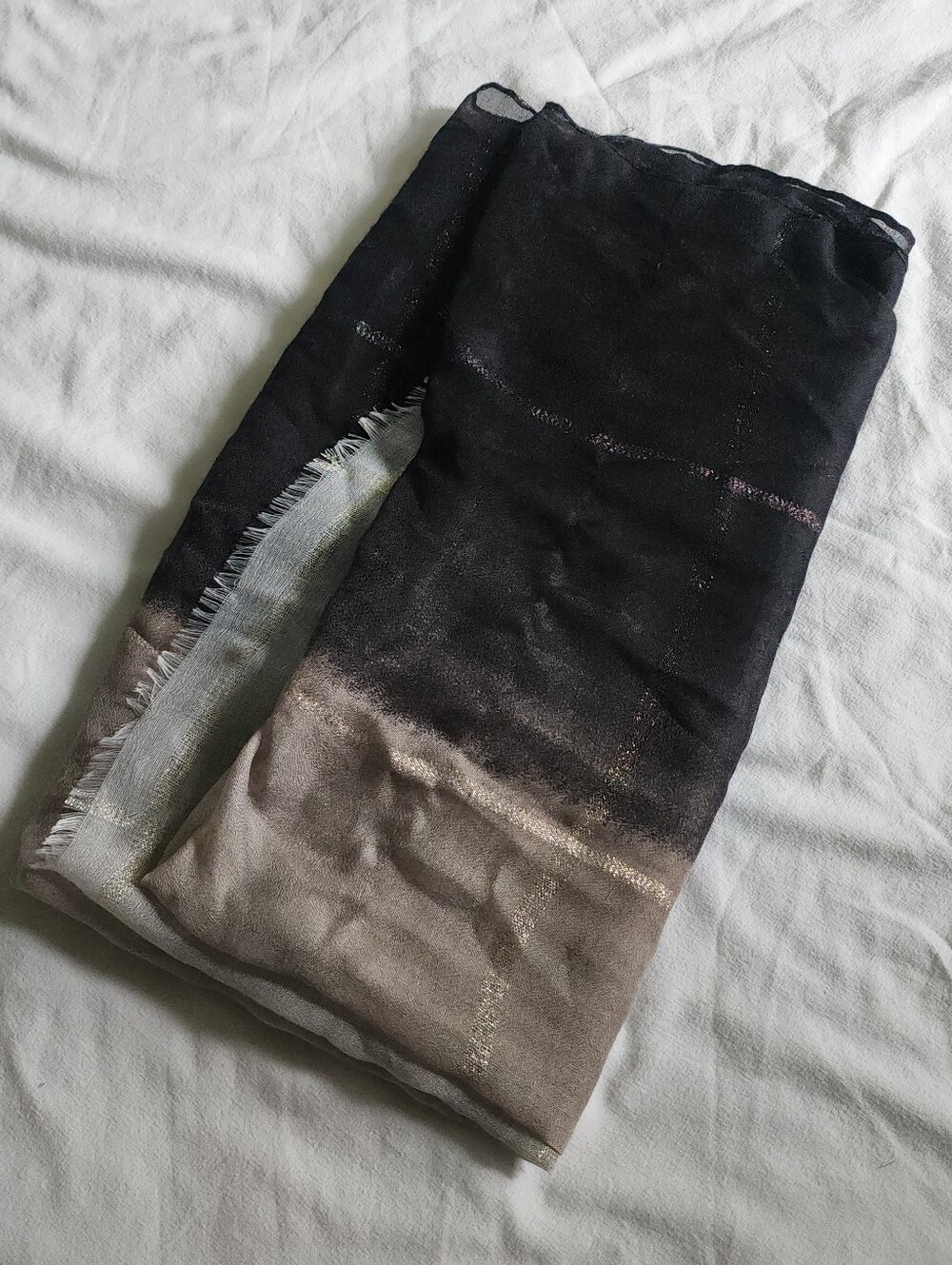 Sheer Ombre Black And Grey Scarf